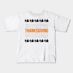 Thanksgiving Words Maple Leaves Kids T-Shirt